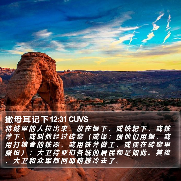 撒 母 耳 记 下 12:31 CUVS Bible Study