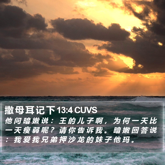 撒 母 耳 记 下 13:4 CUVS Bible Study