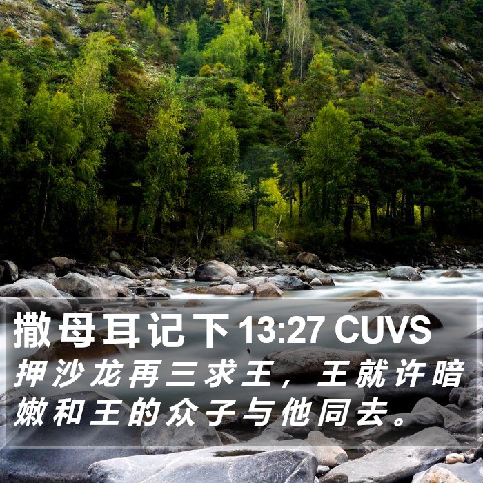 撒 母 耳 记 下 13:27 CUVS Bible Study