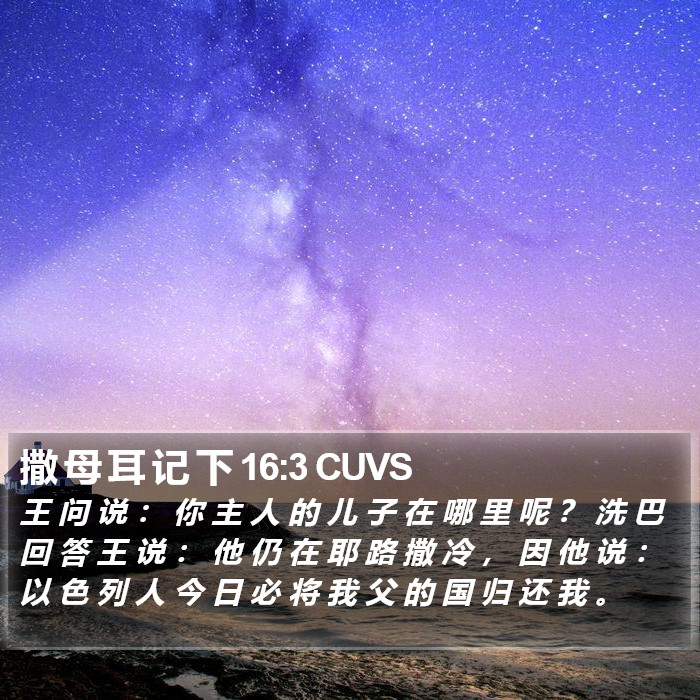 撒 母 耳 记 下 16:3 CUVS Bible Study