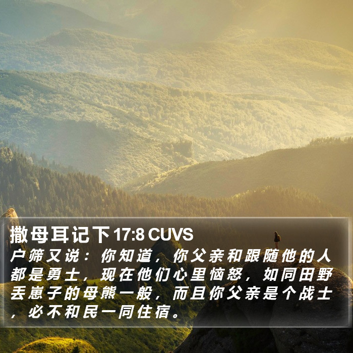 撒 母 耳 记 下 17:8 CUVS Bible Study