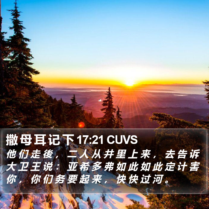撒 母 耳 记 下 17:21 CUVS Bible Study