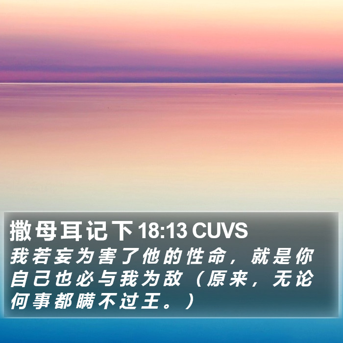 撒 母 耳 记 下 18:13 CUVS Bible Study