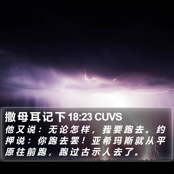 撒 母 耳 记 下 18:23 CUVS Bible Study