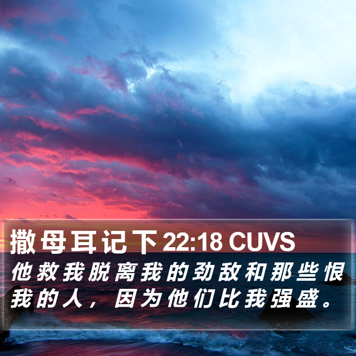 撒 母 耳 记 下 22:18 CUVS Bible Study