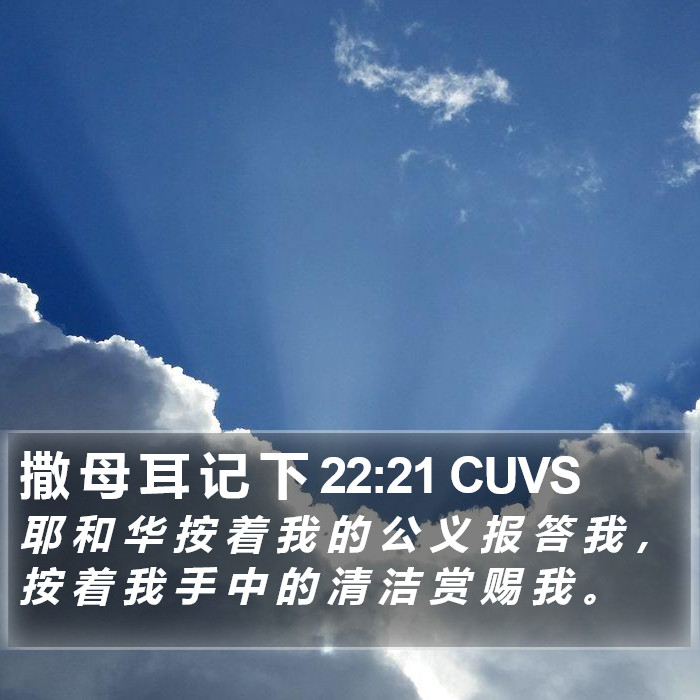撒 母 耳 记 下 22:21 CUVS Bible Study