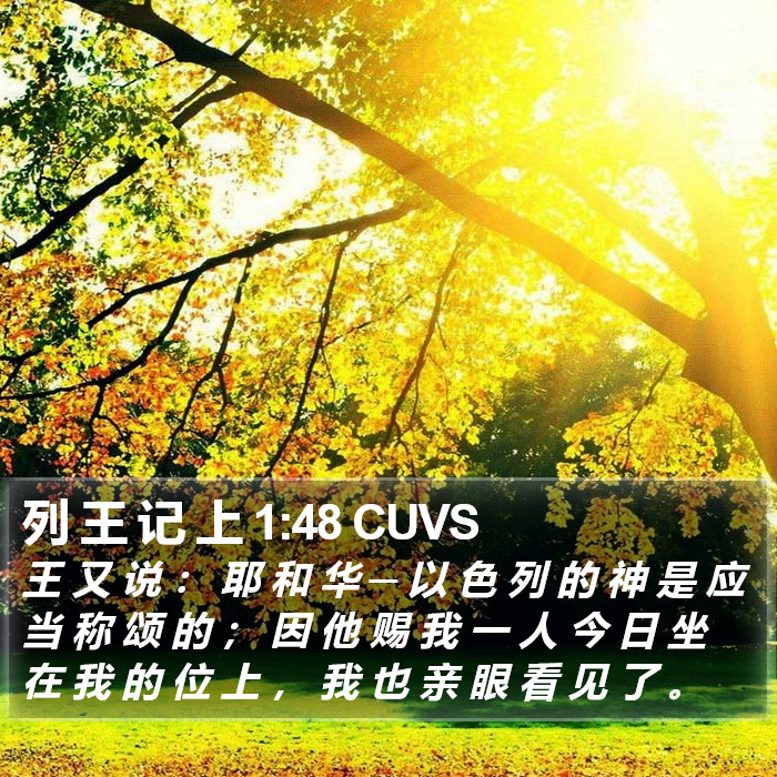 列 王 记 上 1:48 CUVS Bible Study