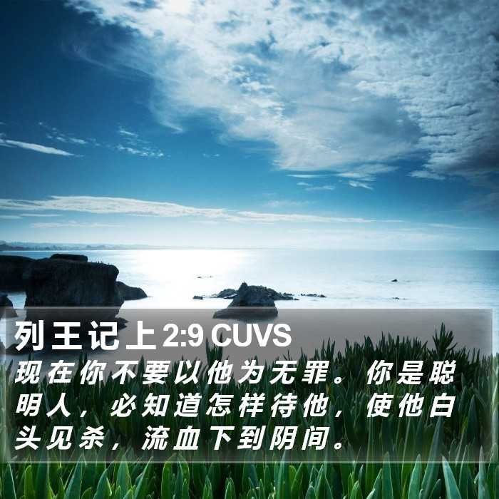 列 王 记 上 2:9 CUVS Bible Study