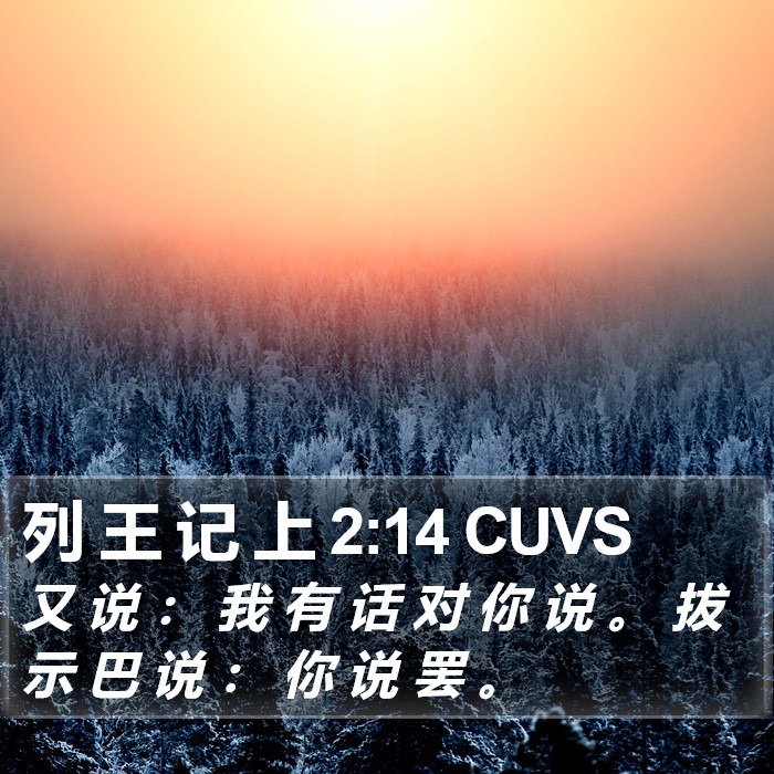 列 王 记 上 2:14 CUVS Bible Study