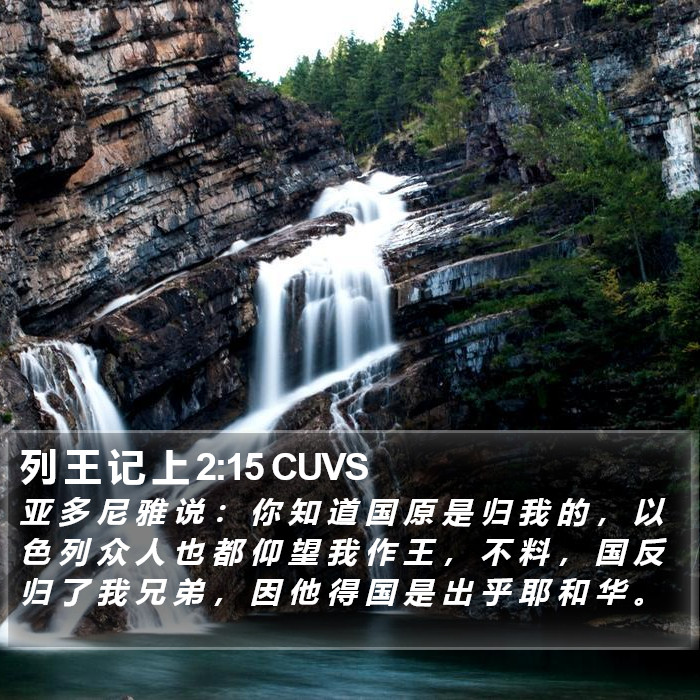 列 王 记 上 2:15 CUVS Bible Study