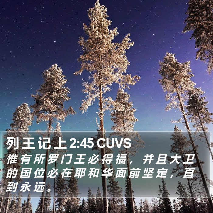 列 王 记 上 2:45 CUVS Bible Study