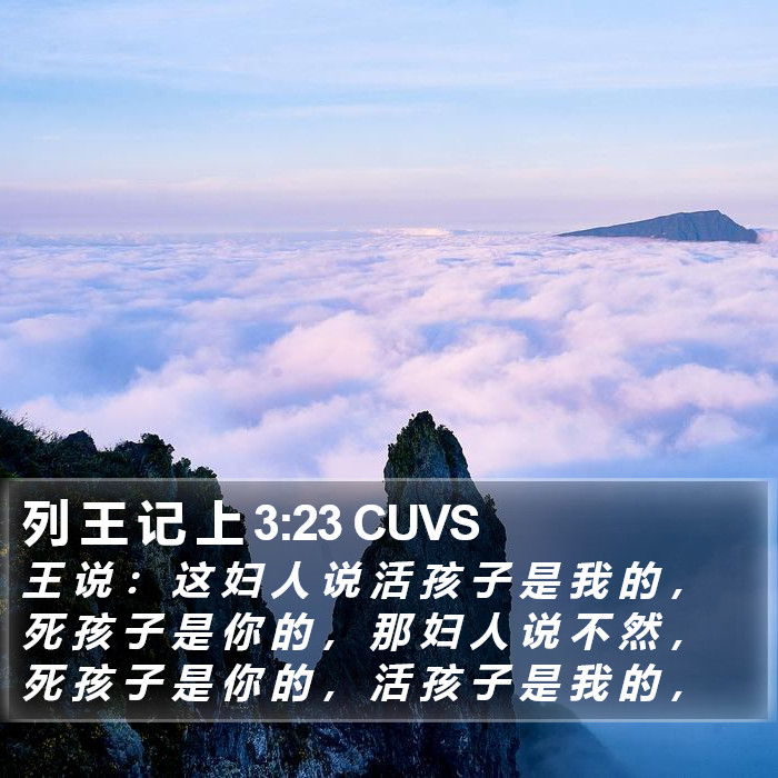 列 王 记 上 3:23 CUVS Bible Study