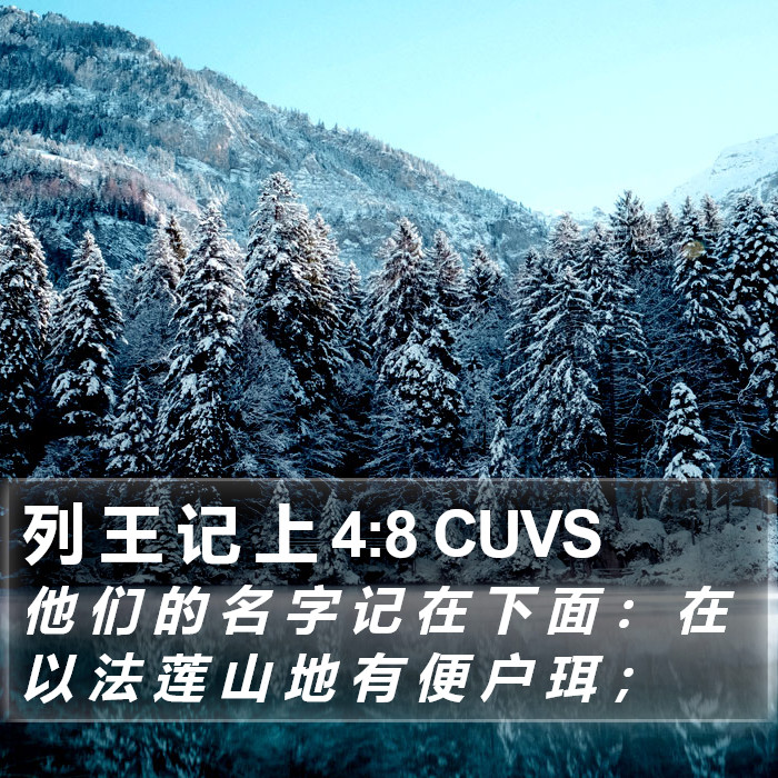 列 王 记 上 4:8 CUVS Bible Study