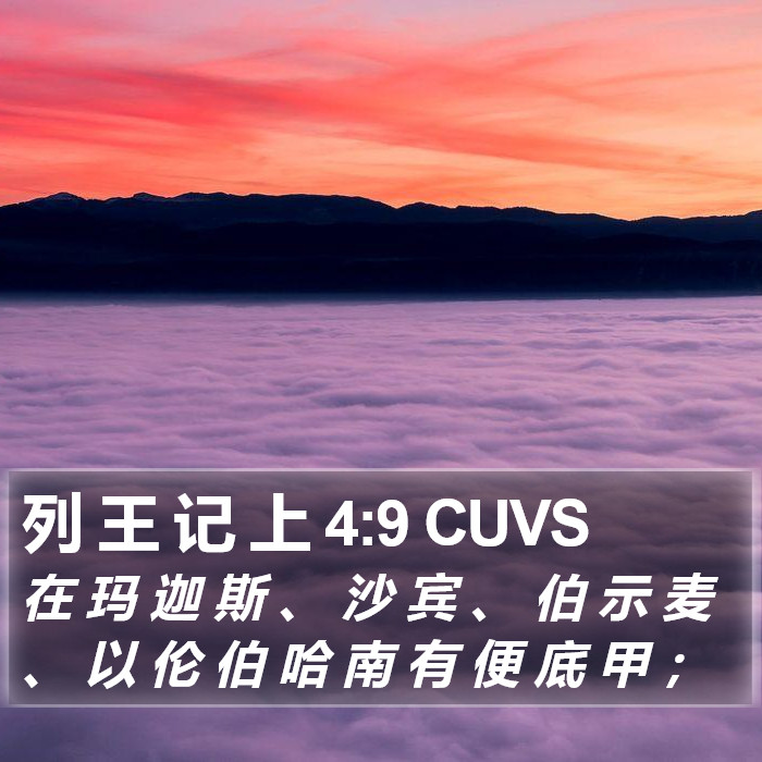 列 王 记 上 4:9 CUVS Bible Study