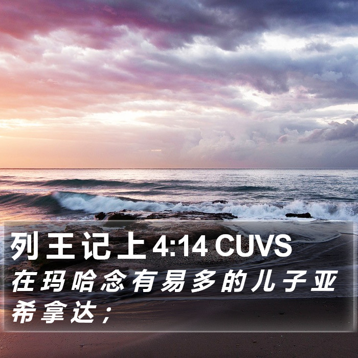 列 王 记 上 4:14 CUVS Bible Study