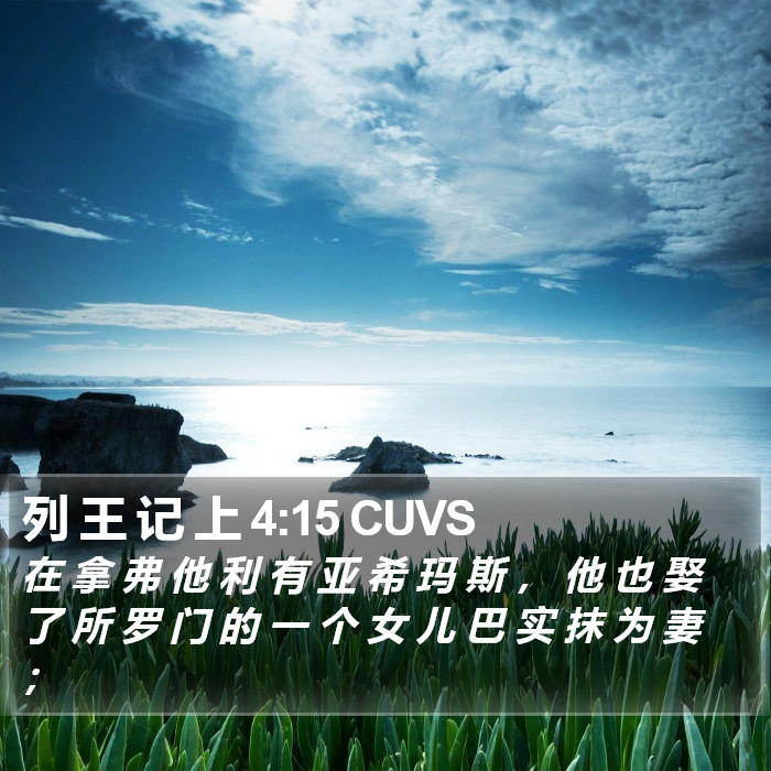 列 王 记 上 4:15 CUVS Bible Study