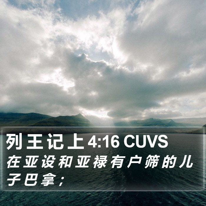 列 王 记 上 4:16 CUVS Bible Study