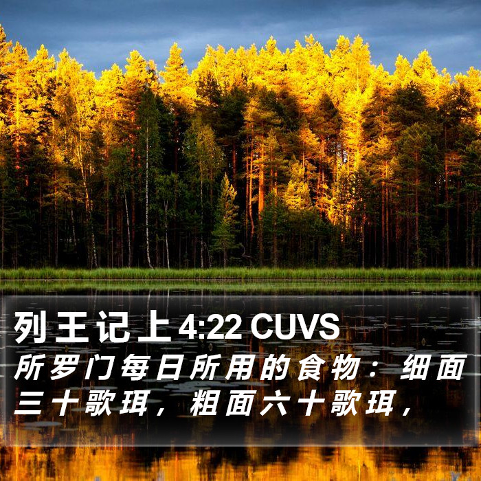 列 王 记 上 4:22 CUVS Bible Study