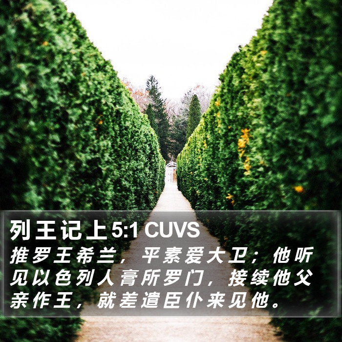 列 王 记 上 5:1 CUVS Bible Study