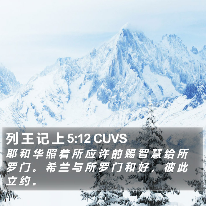 列 王 记 上 5:12 CUVS Bible Study