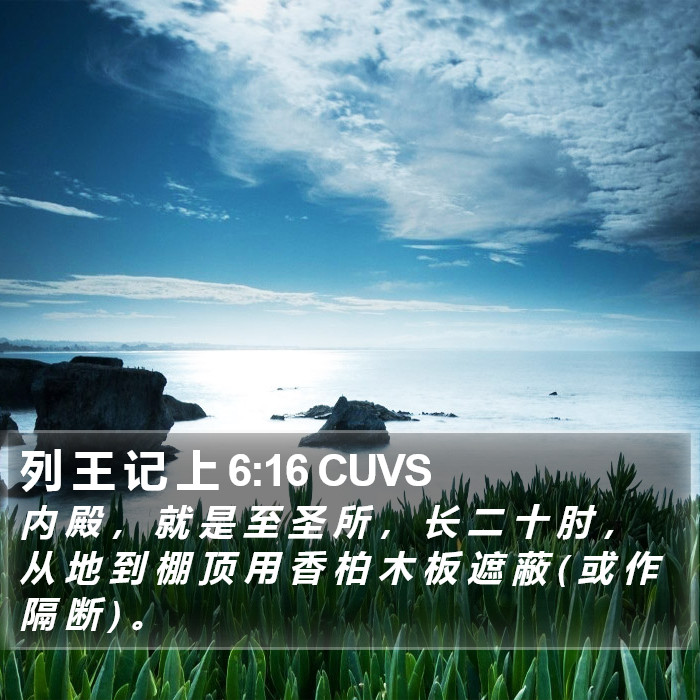 列 王 记 上 6:16 CUVS Bible Study