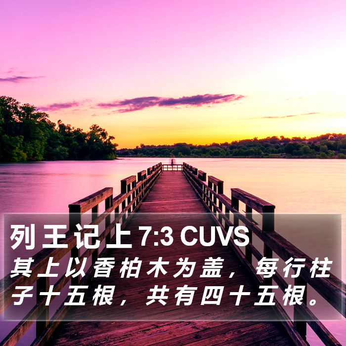 列 王 记 上 7:3 CUVS Bible Study
