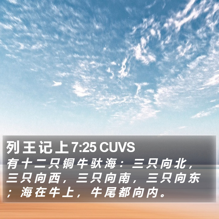 列 王 记 上 7:25 CUVS Bible Study