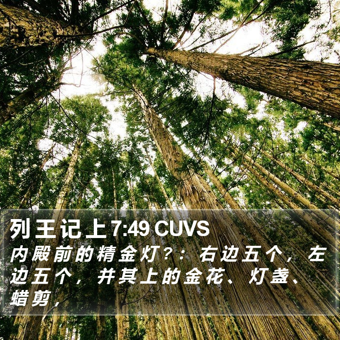 列 王 记 上 7:49 CUVS Bible Study
