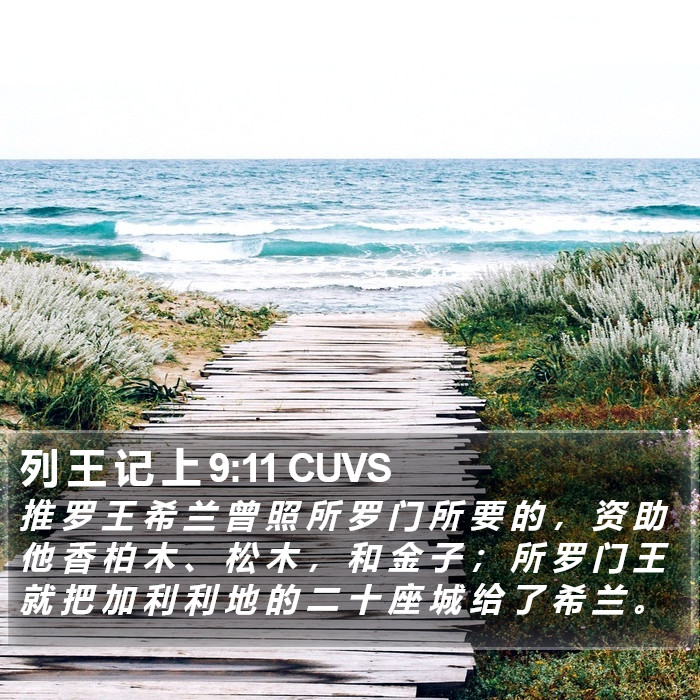 列 王 记 上 9:11 CUVS Bible Study