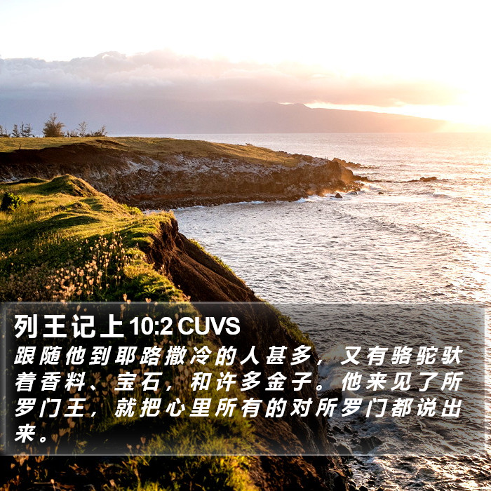 列 王 记 上 10:2 CUVS Bible Study