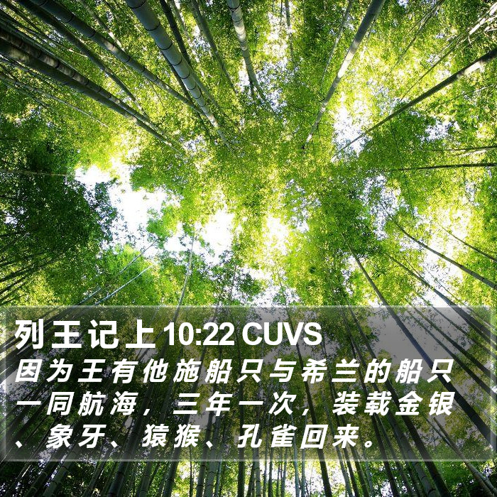 列 王 记 上 10:22 CUVS Bible Study