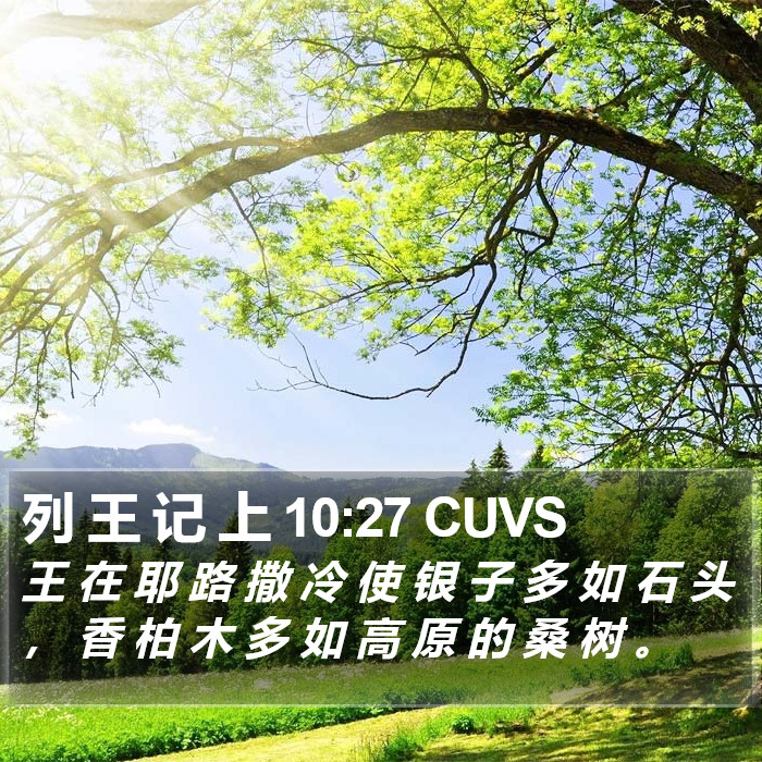 列 王 记 上 10:27 CUVS Bible Study