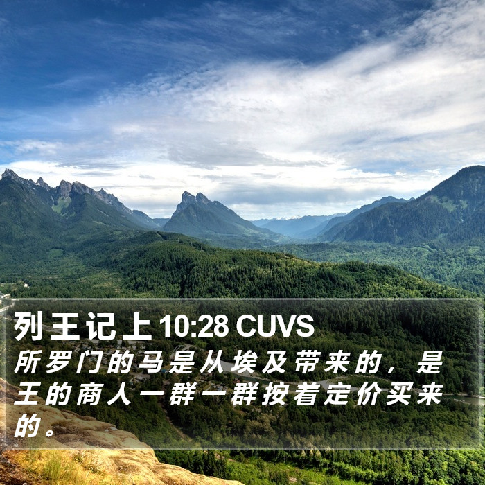 列 王 记 上 10:28 CUVS Bible Study