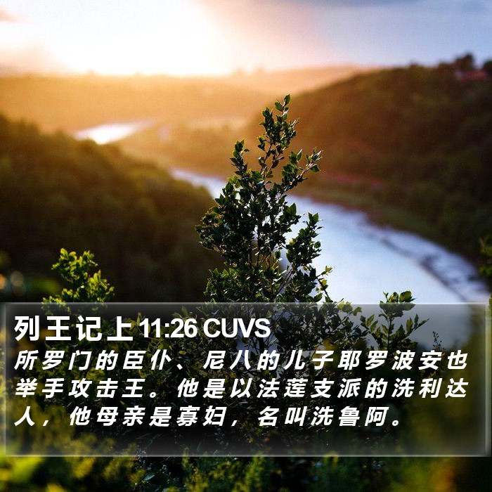 列 王 记 上 11:26 CUVS Bible Study