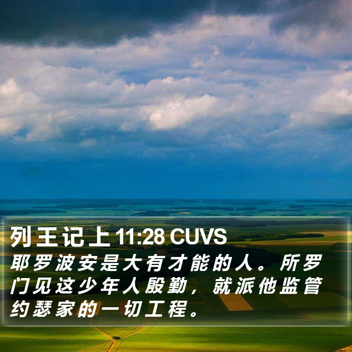 列 王 记 上 11:28 CUVS Bible Study