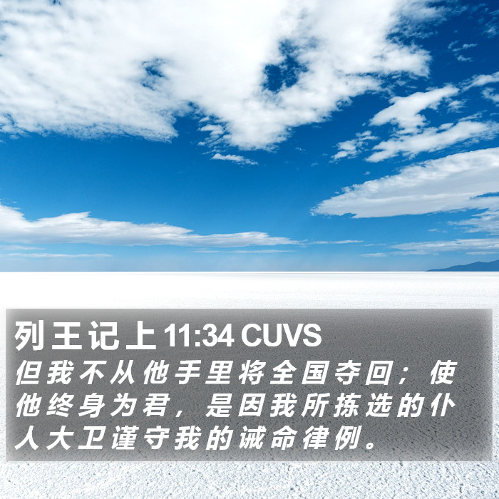 列 王 记 上 11:34 CUVS Bible Study