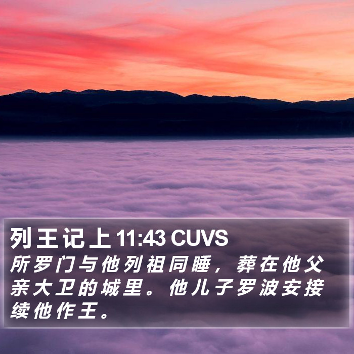 列 王 记 上 11:43 CUVS Bible Study