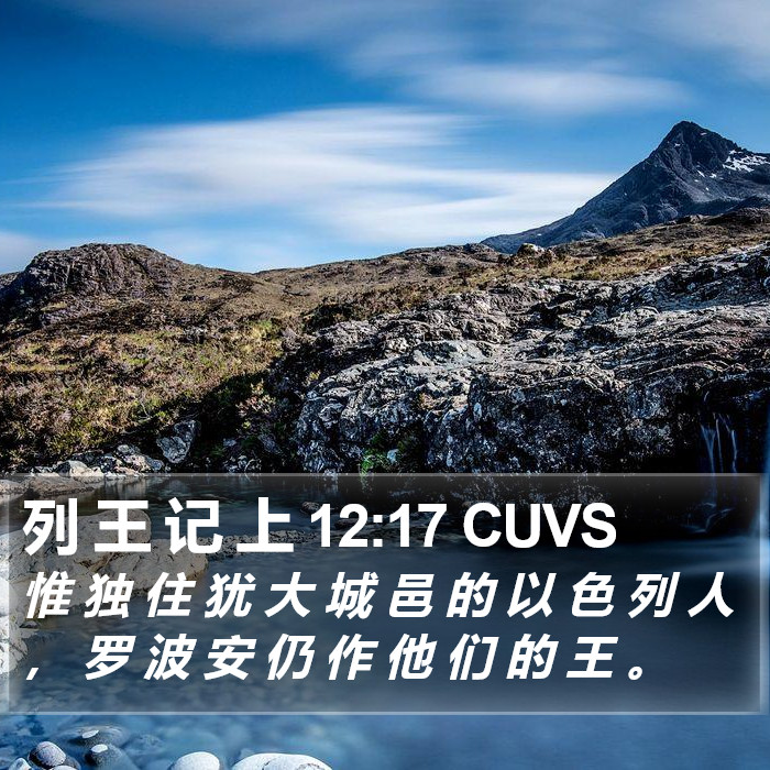 列 王 记 上 12:17 CUVS Bible Study