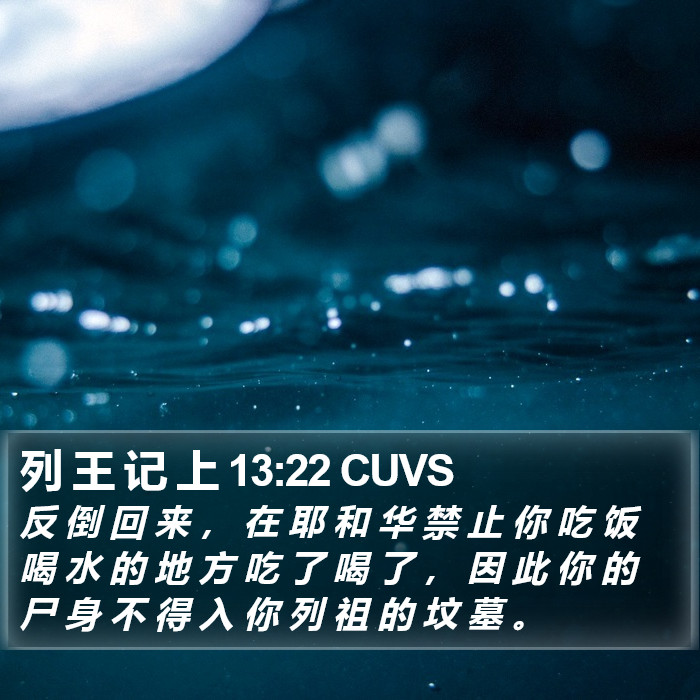 列 王 记 上 13:22 CUVS Bible Study