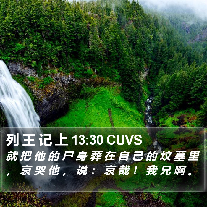 列 王 记 上 13:30 CUVS Bible Study