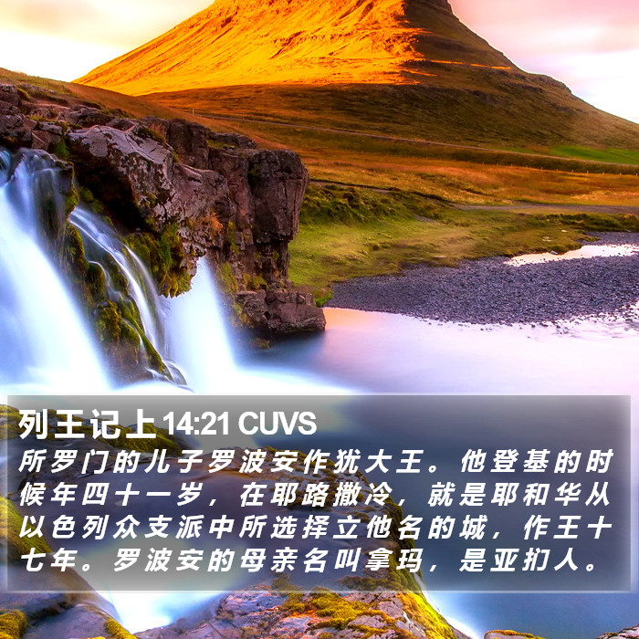 列 王 记 上 14:21 CUVS Bible Study