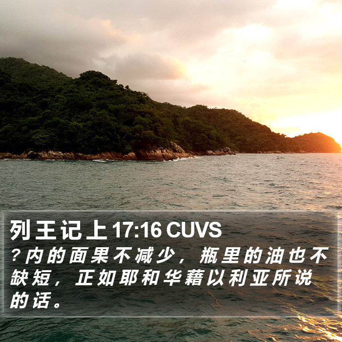 列 王 记 上 17:16 CUVS Bible Study