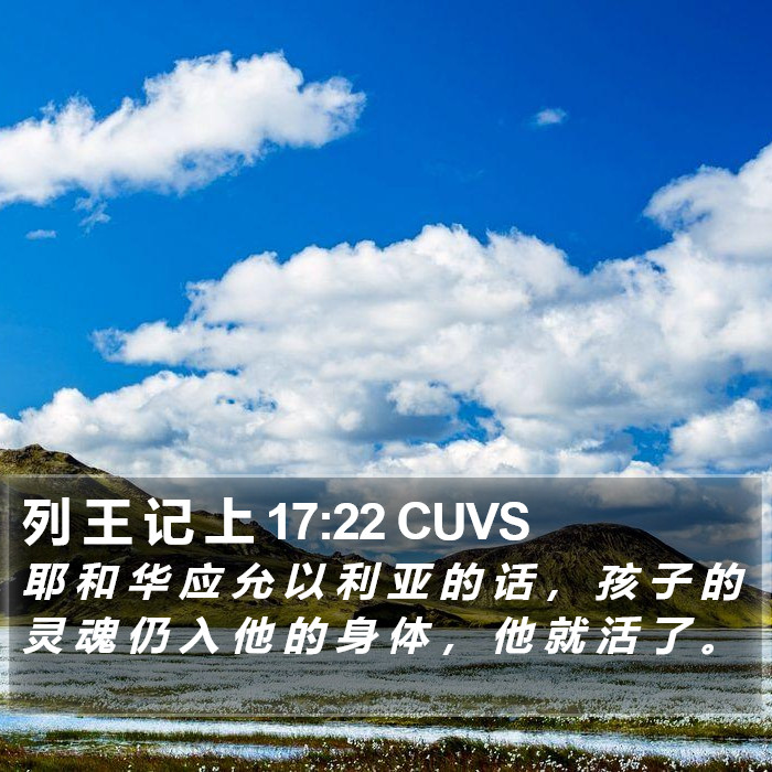 列 王 记 上 17:22 CUVS Bible Study