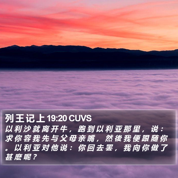 列 王 记 上 19:20 CUVS Bible Study