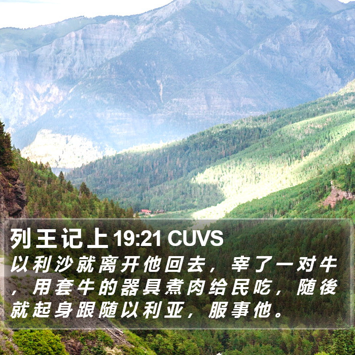 列 王 记 上 19:21 CUVS Bible Study