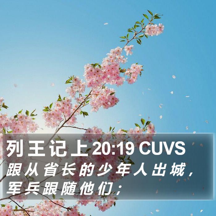 列 王 记 上 20:19 CUVS Bible Study