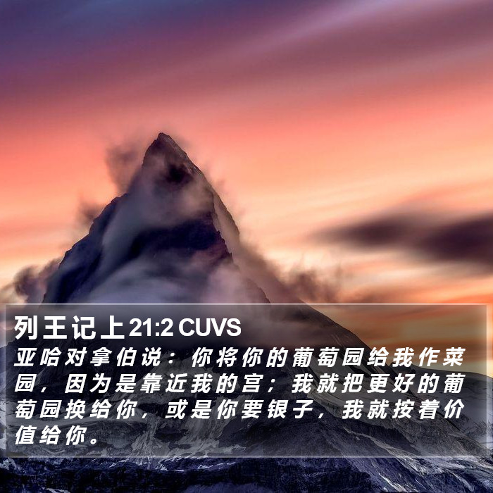 列 王 记 上 21:2 CUVS Bible Study