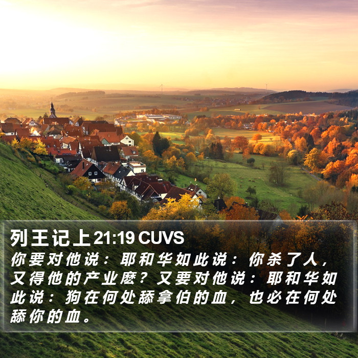 列 王 记 上 21:19 CUVS Bible Study