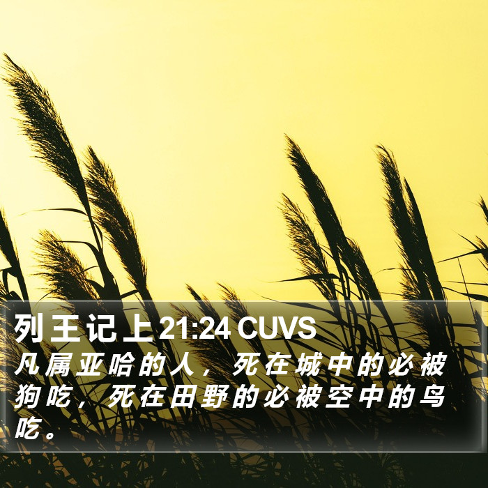 列 王 记 上 21:24 CUVS Bible Study