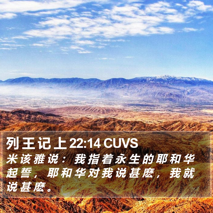 列 王 记 上 22:14 CUVS Bible Study
